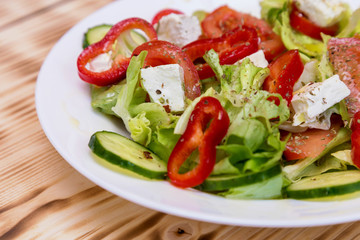 Healthy vegetable salad with cheese