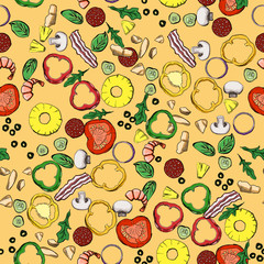 Seamless food ingidients vector pattern