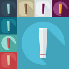 Flat modern design with shadow a tube of toothpaste