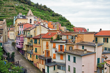 Street in Manarola village in Cinque terre, Italy.