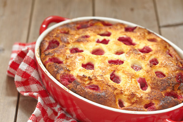 Cottage cheese casserole with raspberry
