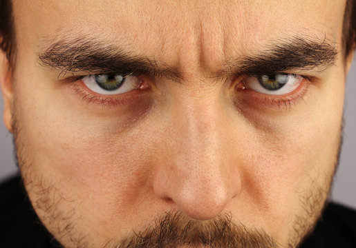 Portrait Of A Man, Menacing Look, Closeup