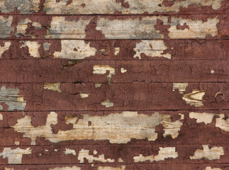 wooden planks with residues of brown paint, texture