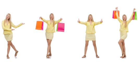 Collage of woman with shopping bags