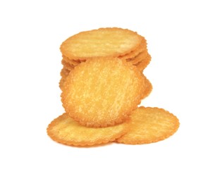 Stack of sweetmeal digestive biscuits isolated on white background