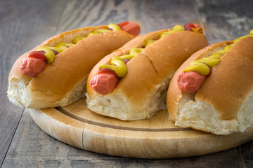 Hot dogs with mustard and ketchup
