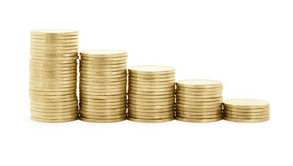 Gold coin on white background