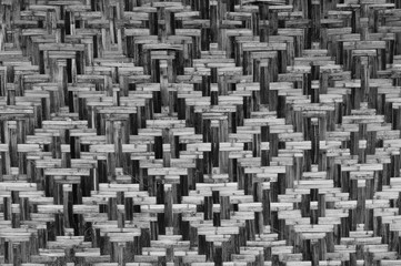 Bamboo straw black and white texture background with rhombus