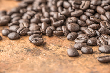 Coffee beans on a metal table