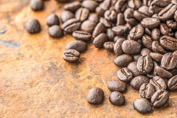 Coffee beans on a metal table
