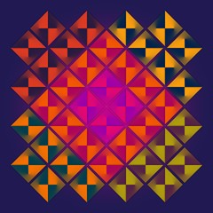 Quadrat mit farbigen Elementen