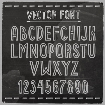 Hand drawn font. Vector chalkboard alphabet.