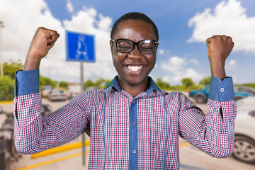 Naklejka premium Casual young african man
