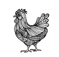Vector of Chicken in zentangle style 