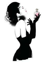 Foto op Canvas Jonge mooie vrouw die reclame maakt voor parfum © Isaxar