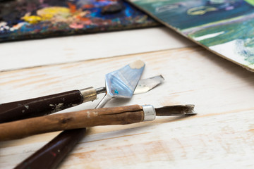 Still life with professional art materials