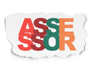 Insurance concept: Assessor on Torn Paper background