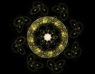 Lacy colorful clockwork pattern, digital fractal art design
