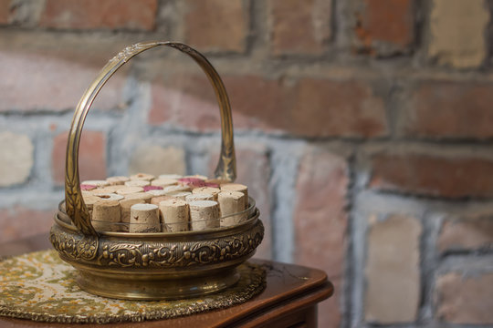 Wine corks in a bowl