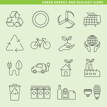 Green energy and ecology icons