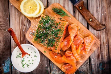 Outdoor kussens homemades gravlax with dill © nblxer
