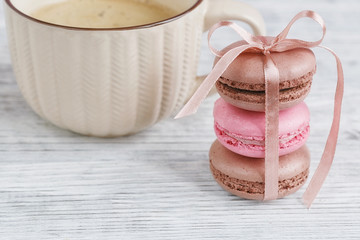 Sweet pastel french macaroons