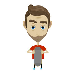 young man holding skateboard