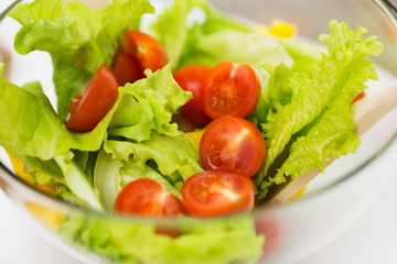 close up of vegetable salad with cherry tomato