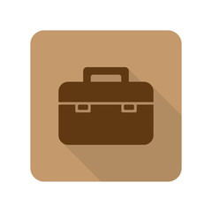 Flat style Briefcase web app icon on light brown background