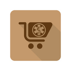 Flat style Pharmacy Store web app icon on light brown background
