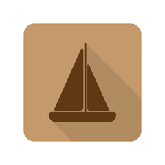 Flat style Sailboat web app icon on light brown background