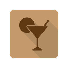 Flat style Cocktail web app icon on light brown background