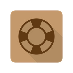 Fototapeta premium Flat style Life Buoy web app icon on light brown background