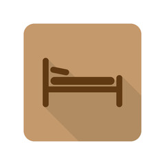 Flat style Bed web app icon on light brown background