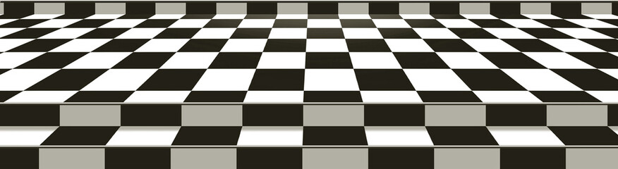 Obraz premium Chess floor with steps and skirting