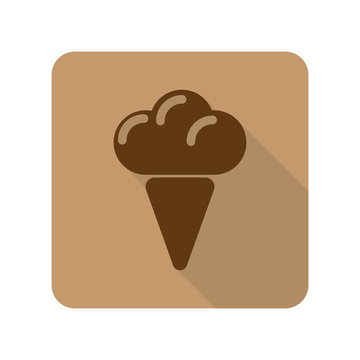 Flat style Ice Cream web app icon on light brown background