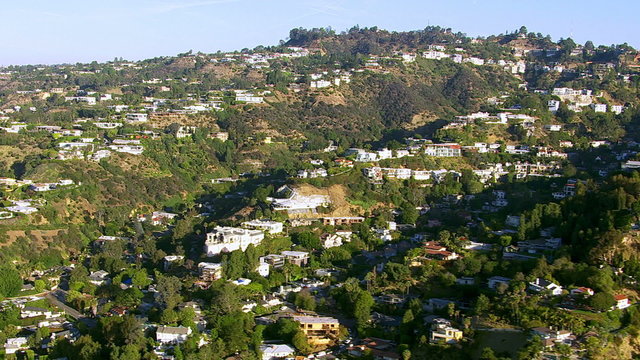 Aerial shot of Hollywood Hills, California