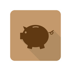 Flat style Piggy Bank web app icon on light brown background