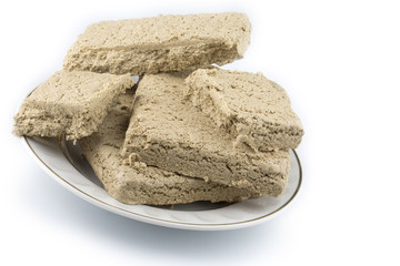 delicious dessert with pieces of Greek halva 