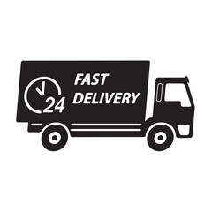 Truck or lorry icon. Fast delivery symbol. Vector illustration.
