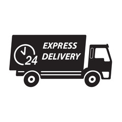 Express delivery or logistic icon or sign. 24 hours shipping truck. Vector.