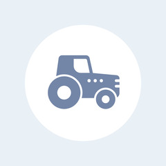 Agrimotor, tractor icon, agrimotor pictogram, agricultural machinery isolated icon, vector illustration