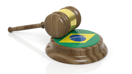 Brazilian flag with court hammer