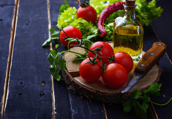 Fresh cherry tomato, parsley and olive oil