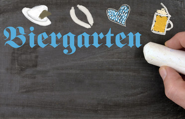 Biergarten bayrische Motive Tafel