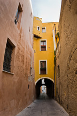 Fototapeta na wymiar Narrow streets of Cagliari downtown, Sardinia, Italy