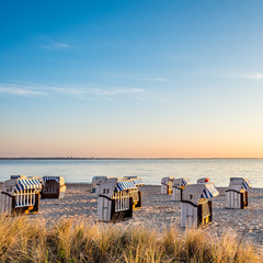 Sonnenaufgang Strandkörbe Timmendorfer Strand Ostsee