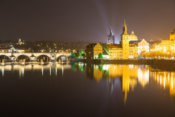 Fototapeta na wymiar Prague (Praha) panorama at night