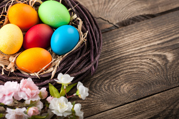 Easter eggs in a nest