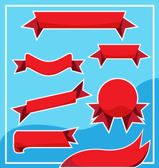 Set banner red Ribbon, vector EPS10